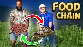 Food Chain Fishing Challenge (Grub Worms to Giant Catch!)