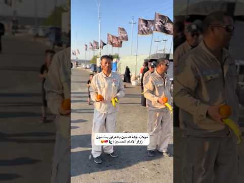 موكب صيني يوزع لزوار الحسين طريق المشاية زيارة الاربعين