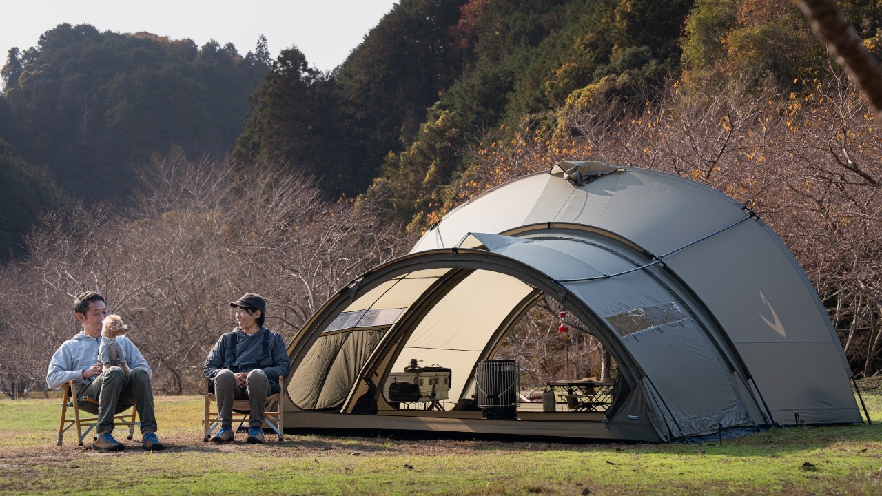Уютный поход с женой и собакой в ​​большой палатке. ЯПОНИЯ