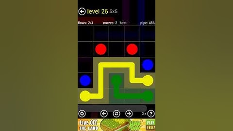 Flow Free Game Regular Pack 5x5 Level 26 100%