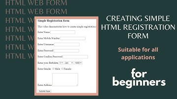 Simple HTML registration and login form for beginners |Suitable for all application in Tamil