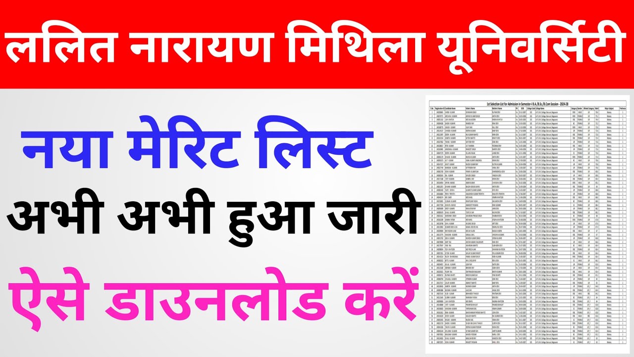 lnmu ug 1st merit list 2024 kaise download kare | lnmu ug merit list ...