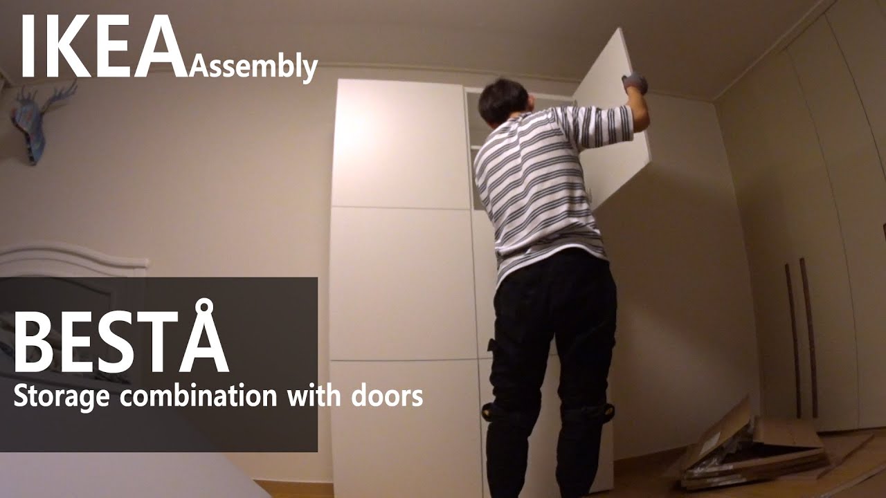 How to Assemble IKEA 이케아 BESTÅ 베스토수납콤비네이션+도어, 라프비켄 화이트 조립 YouTube