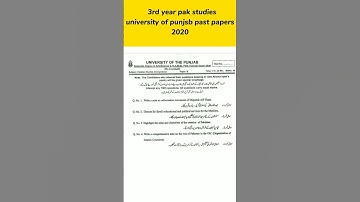 3rd year BA, Bsc pak study past paper 2020 #shorts #short #viral #pu