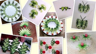 9 Ideen mit einer Gurken, Deko für kalte Platten oder Salat/How to make cucumber designVegetable