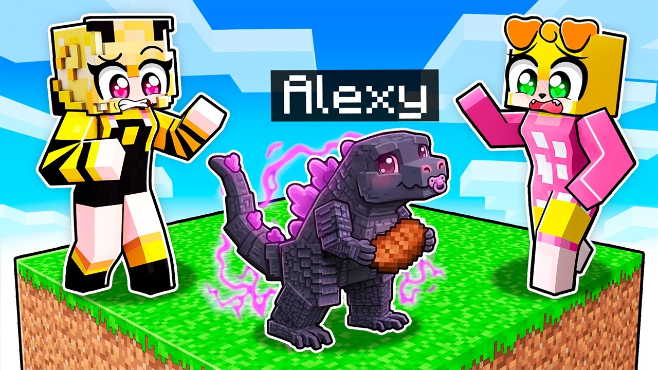 Jugando como un BEBE GODZILLA en UN CHUNK en Minecraft! 🐉🔥