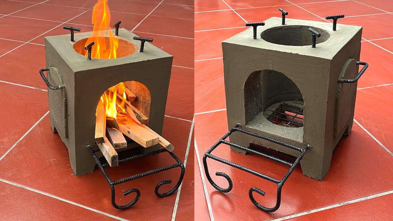 Creative And Simple - Make A Cement Firewood Stove With A Very Convenient Handle