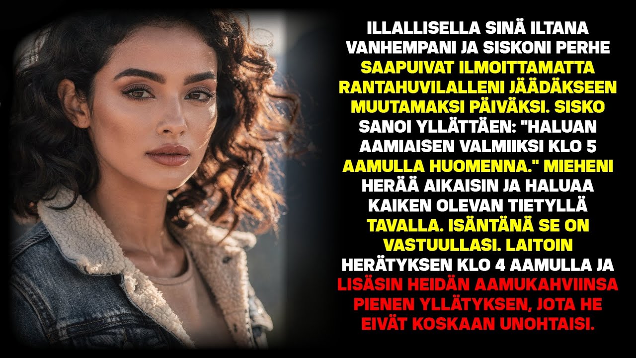 Illallisella vanhemmat ja siskoni perhe saapuivat ilmoittamatta. Hän vaati aamiaista klo 5.