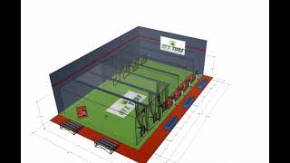 Indoor Baseball Facility Turf and Netting Design 3D Model V6
