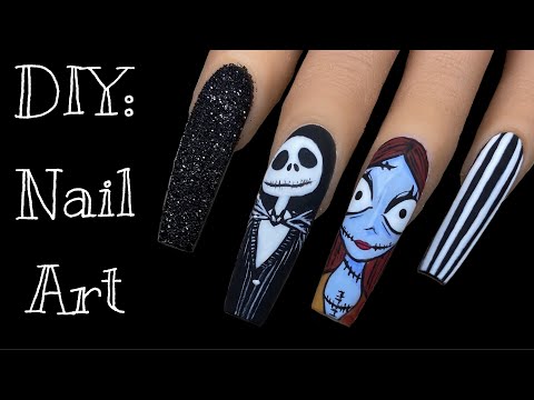 How To : Nightmare Before Christmas Nail Art | Handpainted Nails | Halloween Nails