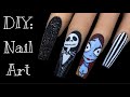 How To : Nightmare Before Christmas Nail Art | Handpainted Nails | Halloween Nails