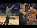 Dell curry still got it hits pregame 3 off dish from steph  everyone goes crazy