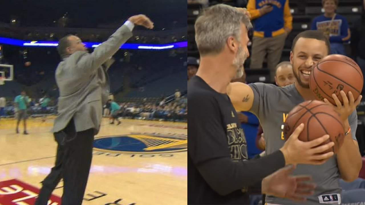 Dell Curry Still Got It Hits Pregame 3 Off Dish From Steph  Everyone Goes Crazy