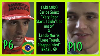 CARLOS SAINZ VS LANDO NORRIS REACTIONS POST RACE INTERVIEW BRAZIL GP 2021