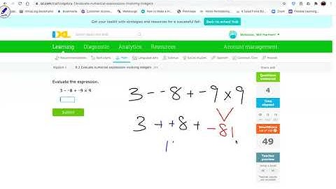 CP Algebra I IXL Alg B 2 Evaluate Numerical Expressions Involving Integers