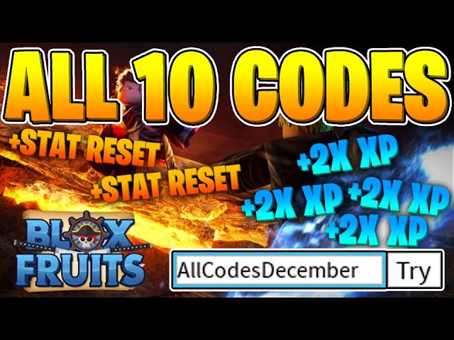 All 10 Blox Fruits Codes *2 HOUR 2x XP Boost + 2 STAT RESETS* Roblox (2020  December) 