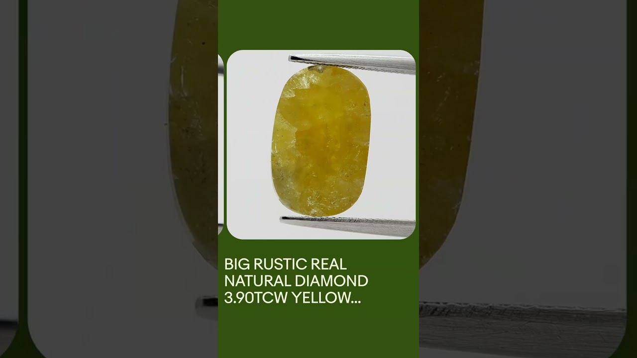 BIG RUSTIC REAL NATURAL DIAMOND 3.90TCW YELLOW SPARKLING OVAL ROSE CUT FOR GIFT
