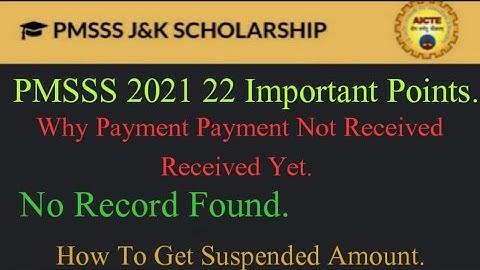 PMSSS Payment Related Important Points. /No Record Found/No apayment
