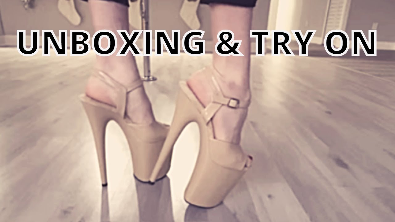Flamingo 809 in CREAM - Pleaser Shoes 🎅 HOLIDAY UNBOXING 🎁 Pole Dance Heels ❄️ Walk in 8 Inch Heels