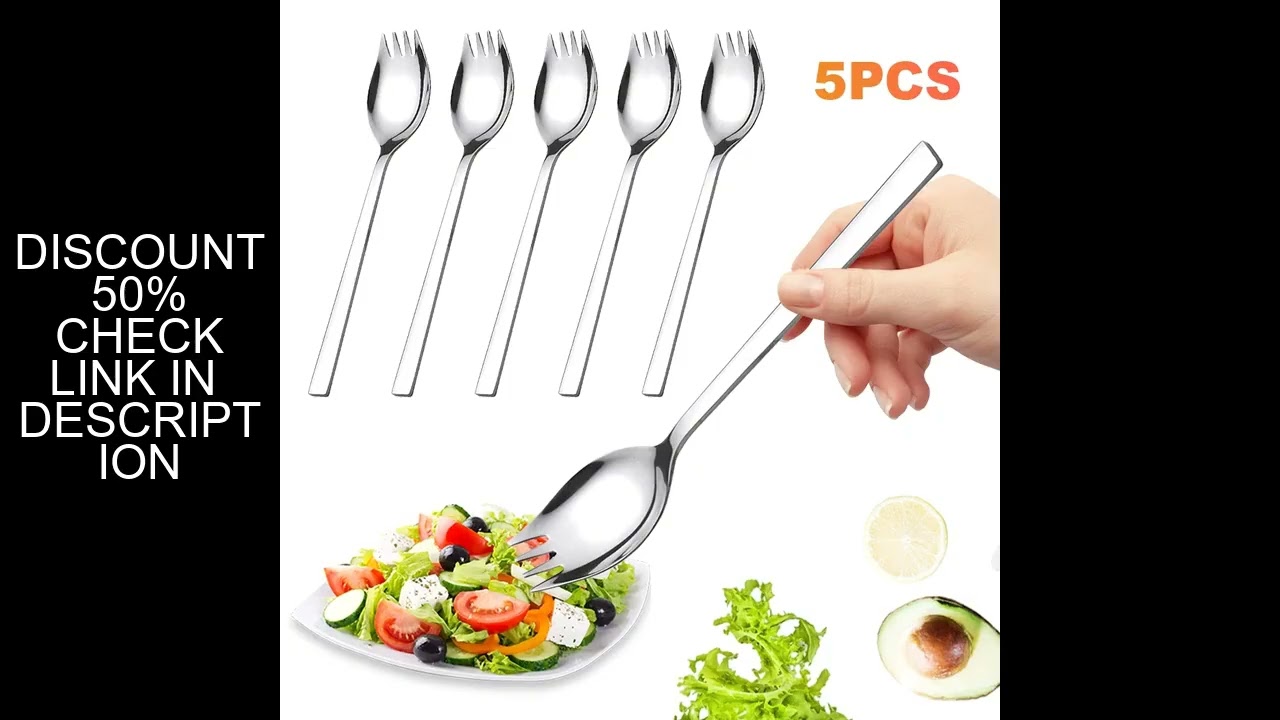 5Pcs Spork Stainless Steel Flatware Utensil Set Multipurpose Portable Noodle Fork for Dessert Ice Cr