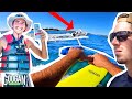 Googans WAKE SURF Behind FISHING BOAT! ( FAIL )