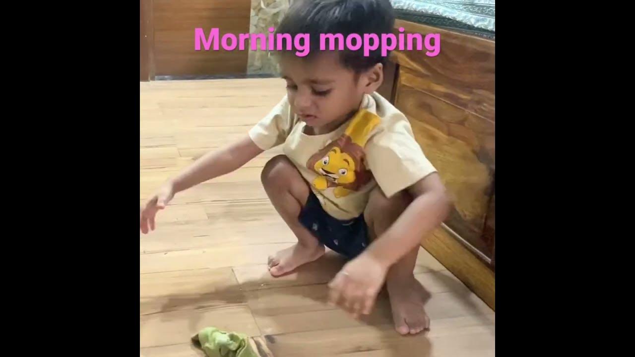 morning cleaning mopping shorts water floor exercise 