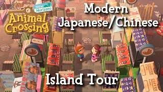 Modern Japanese/Chinese City with a Street Market! - Animal Crossing New Horizons Island Tour