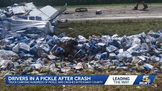 Truck crash in Ohio leaves hundreds of pickles on side of the road