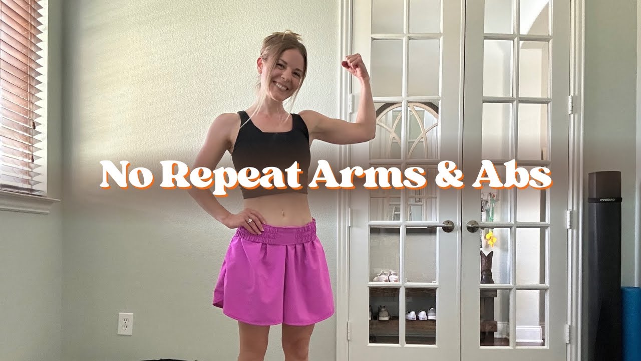 No Repeat Arms & Abs All Standing | 15 Minute At Home Workout - YouTube