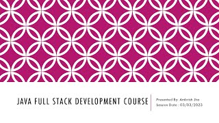Java Full Stack Development Course 01 2023