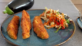 Vegan eggplant schnitzel with crunchy carrot and Chinese cabbage salad / Simple & delicious