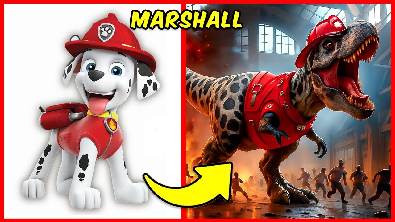 Paw Patrol Characters as Dinosaurs 🦖🔥 | Marshall, Rubble, Chase, Skye, Rocky, Zuma