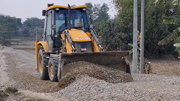 Amazing JCB Operator !! Leveling Gravel in Road With JCB Backhoe - JCB Dozer Working Video 3