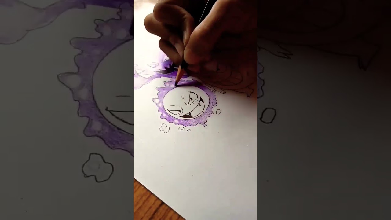 Drawing of Haunter, Gastly and Gengar Pokemon 💀☠️ 