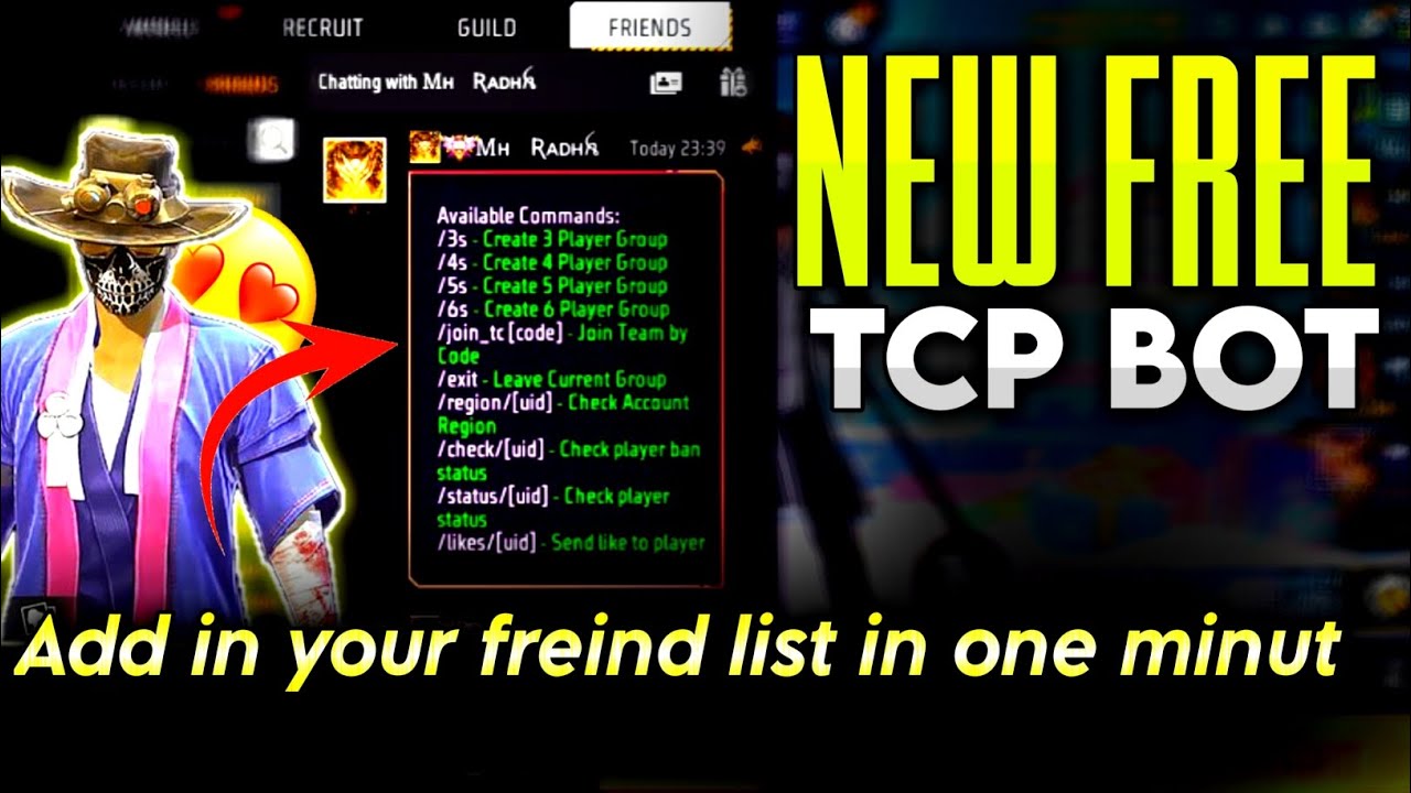 Free Fire New Free TCP Bot 🔥 | Add TCP Bot to Friend List 🤩 ✅ | Free Fire Ghost Bot🔥
