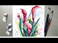 Watercolor Painting -Beautiful Calla Lily- Wet on Wet Technique-Tutorial Step by Step