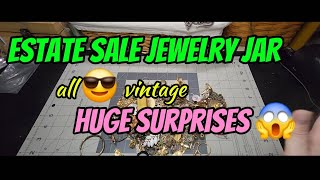 Vintage Estate Sale Mystery Jewelry Jar Unboxing Vintage costume, 14K gold, sterling 