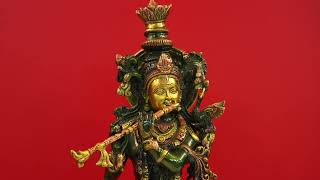 24 Fluting Krishna In Brass Handmade Made In India