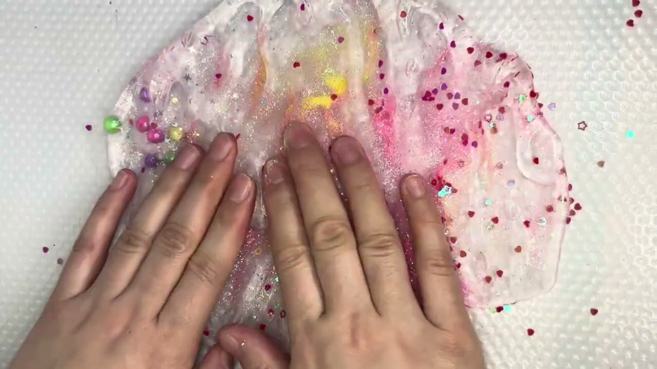 Crystal Clear Slime + Glitter Mixing | Super Satisfying 