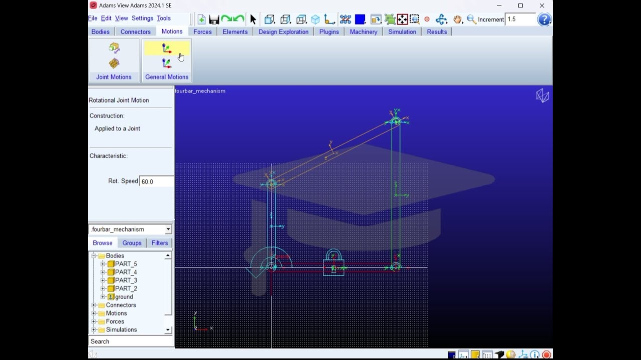 Four bar mechanism using ADAMS software. - YouTube