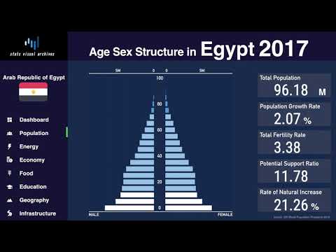 Egypt - Changing of Population Pyramid & Demographics (1950-2100)