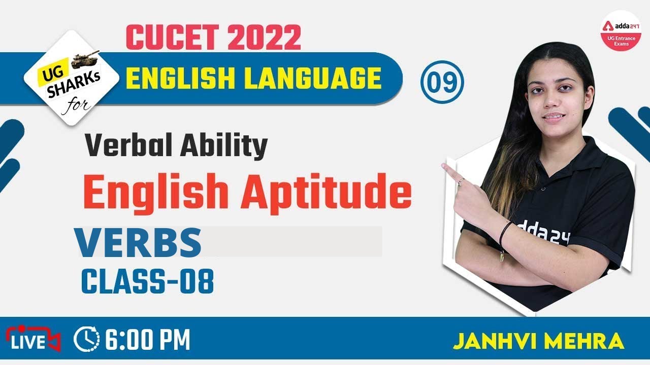 CUCET 2022 Preparation Free Batch | CUCET Verbal Ability | CUCET English Aptitude | Verbs Class 9