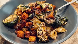 Pasta Salad with Fall Roasted Butternut Squash & Brussel Sprouts (ASMR) included |ThymeWithApril