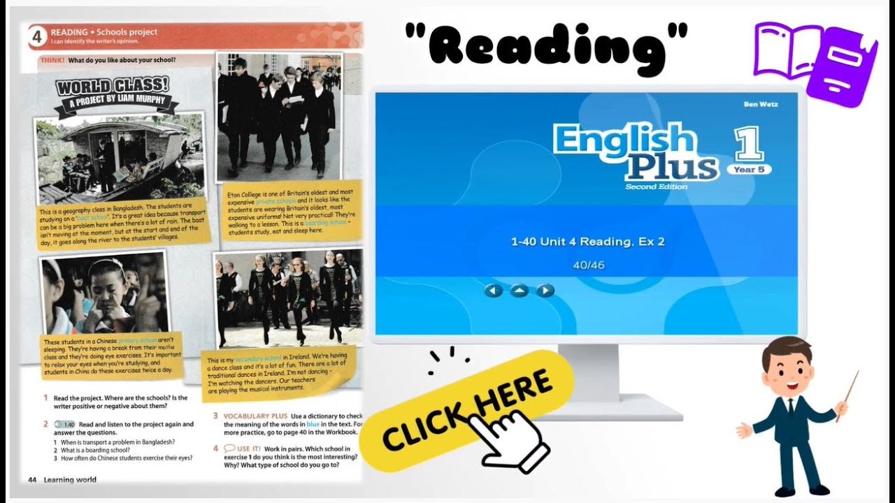 English Plus 1 Year 5 - Unit 4 (Page 44) "Reading : Schools Project ...