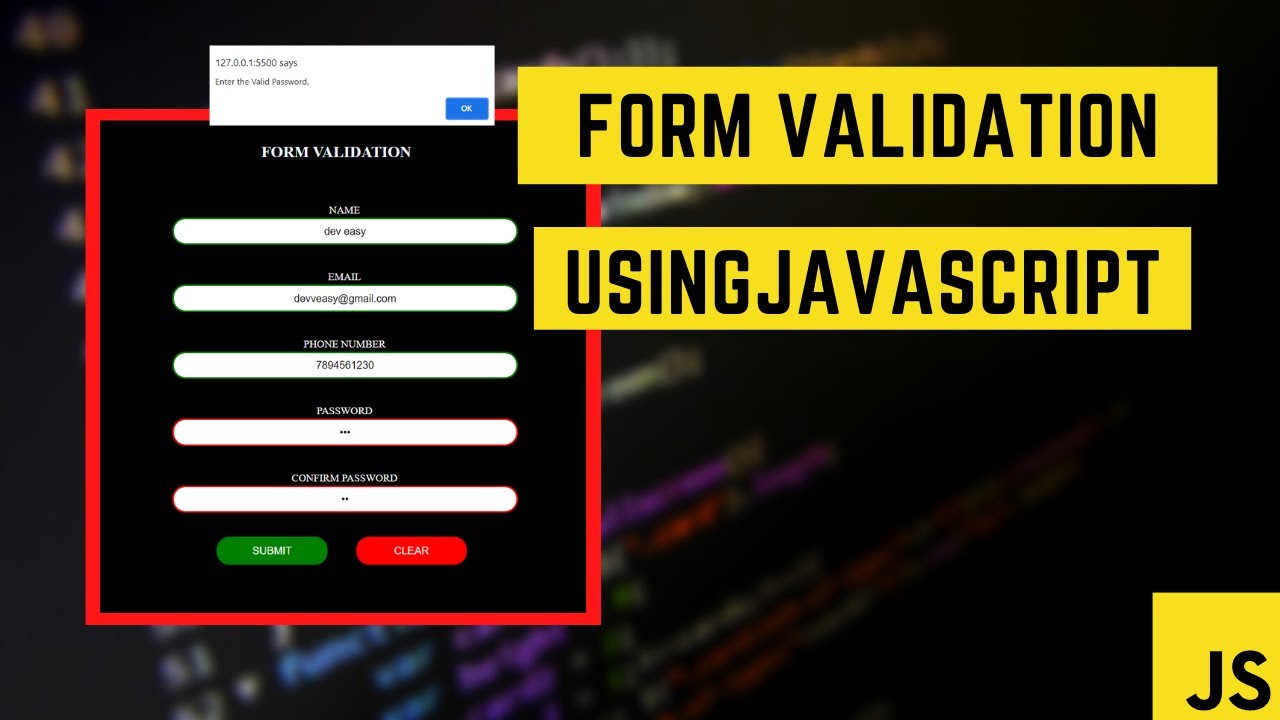 FORM VALIDATION | JAVASCRIPT - YouTube