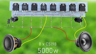 DIY Powerful Ultra Bass Amplifier 8 Transistor C5198 A1941 , No IC , Simple circuit