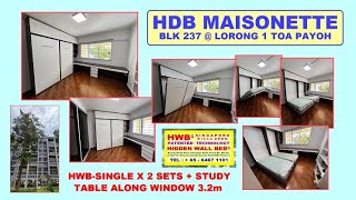 HDB Maisonette Toa Payoh. HWB Single X2 +Study Table along window+ BookShelves +Storage. BTO.HWB HUB