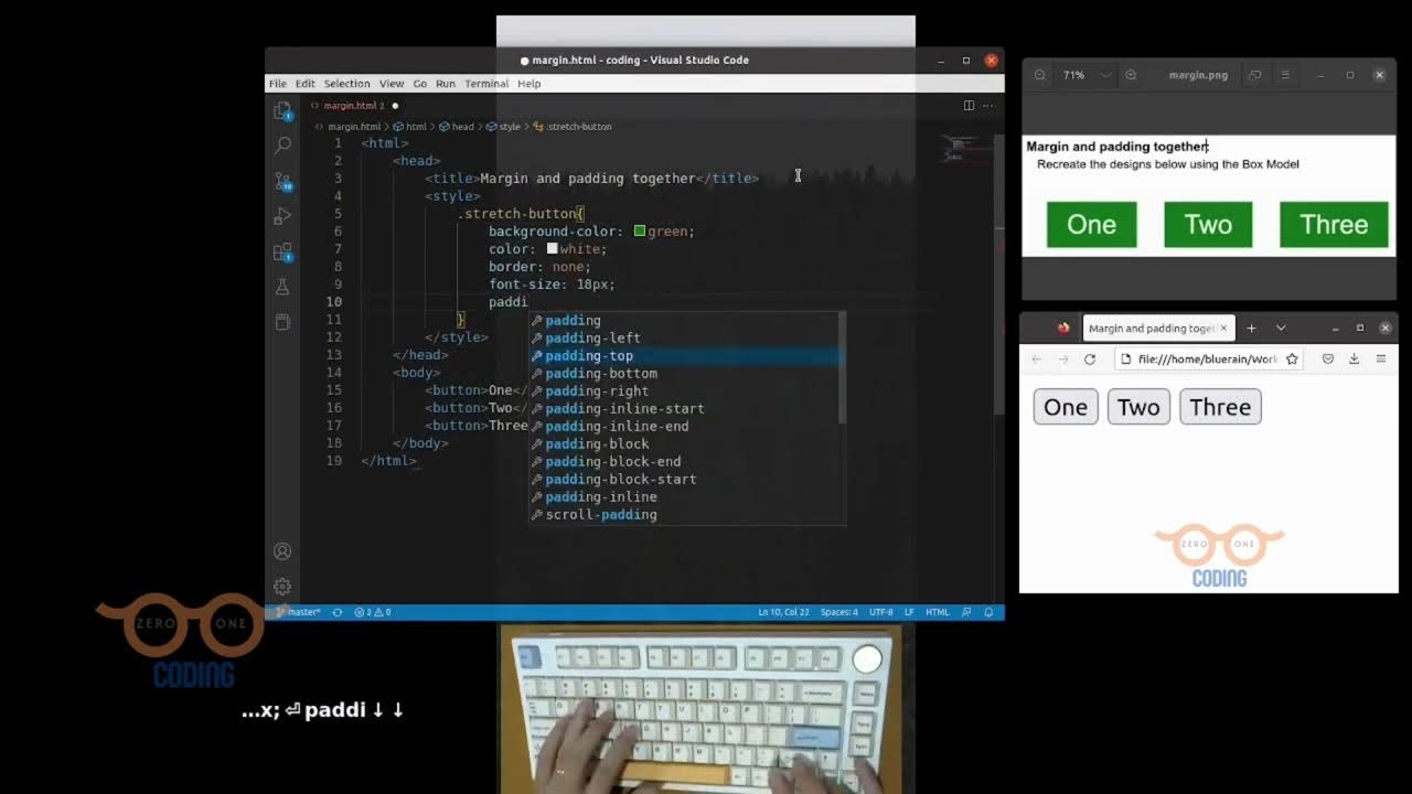 Basic HTML CSS | How to Code Margin and Padding together | ASMR ...