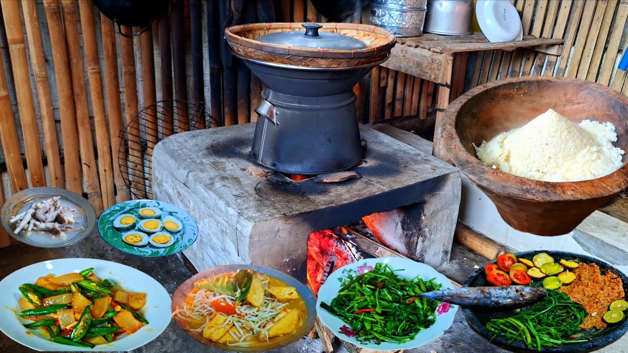 NIKMATNYA HIDUP DI DESA,MASAK MENU SEDERHANA TUK BUKA PUASA‼️NASI AKEUL,SAMBEL KACANG,JENGKOL,ASIN