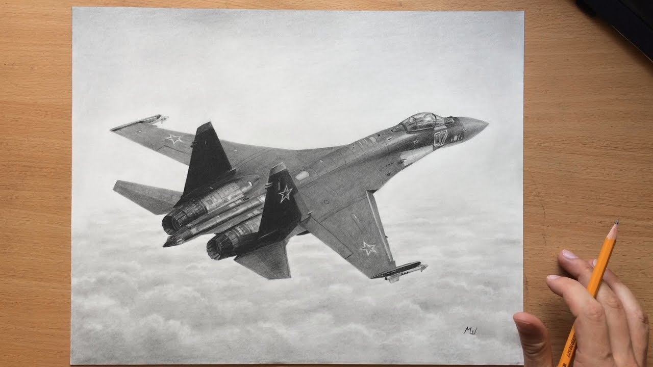 F-16 Falcon Fighter Plane Original Artwork - Realistic Graphite Pencil ...